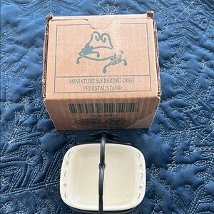 Longaberger Miniature 8x8 Baking Dish with Pedestal Stand